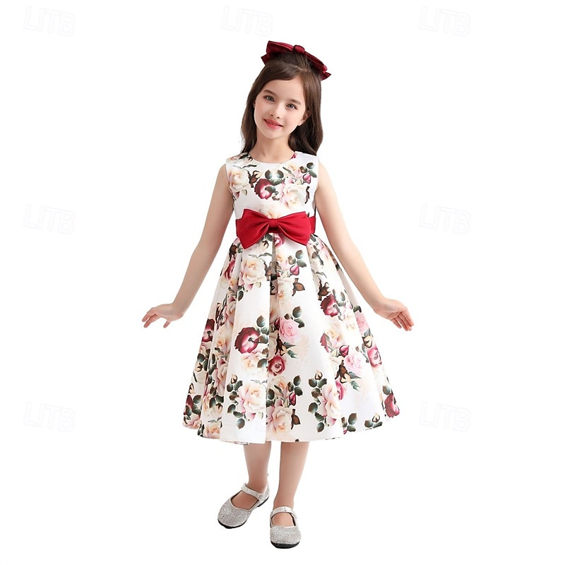 kinderkleidung Mädchen Party Kleid Blumen Ärmellos Leistung Geburtstag Krawattenknoten Schön Süß Baumwolle Knielang abendkleider Schaukelkleid A Linie Kleid Sommer 4 Jahre + Rosa Rote Rosenrot 2026 - $29.99 –P6