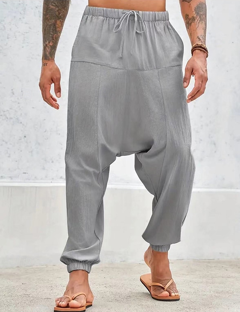 Per uomo Pantaloni di lino Pantaloni Pantaloni estivi Pantaloni larghi Pantaloni stile harem A cordoncino Vita elastica Liscio Comfort Traspirante Lunghezza intera Yoga Giornaliero Per eventi Di del 2025 a $25.99 –P8