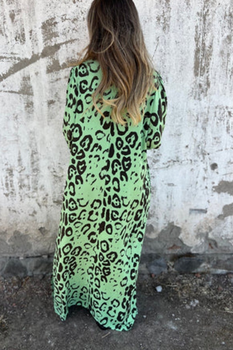 Dámské Maxi šaty Volnočasové šaty Boho Chic šaty Čechy Na běžné nošení Cikánský Dovolená Denní Plážové Volný Leopard 3/4 délka rukávu Do V Vodní modrá Trávová zelená Léto Jaro 2025 - $23.99 –P6