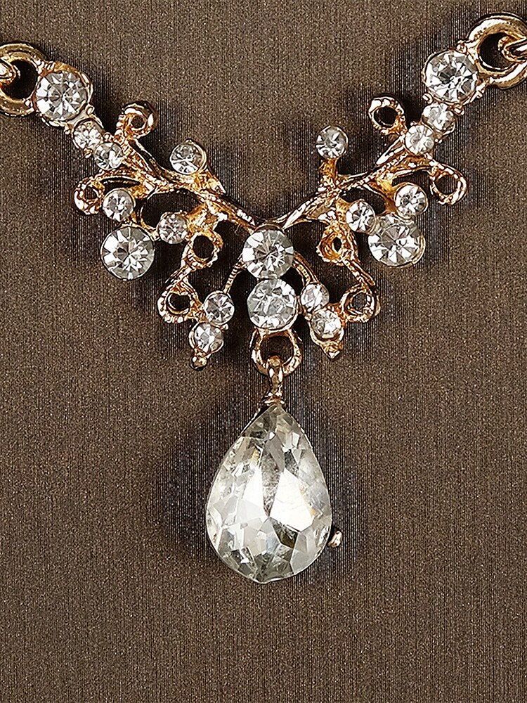 glitrende diamant tiara krone og halskjede sett – gullbelagte brudesmykker med øredobber, perfekt for bryllup, konkurranser og spesielle anledninger 2025 - $19.99 –P4