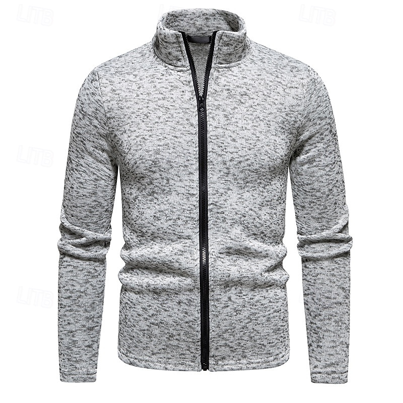 Men's Lightweight Jacket Summer Jacket Casual Jacket Vacation Daily Warm Pocket Fall & Winter Plain Fashion Classic Stand Collar Regular Black White Light Grey Dark Gray Jacket 2025 - $31.99 –P13