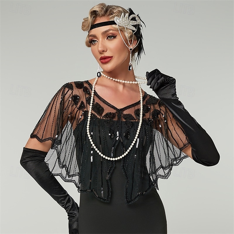 SWEETV Women's 1920s Shawl Wraps,Sequin Beaded Flapper Evening Shawls for women formal/Party/Wedding/Formal/Harlem night 2025 - $19.49 –P7