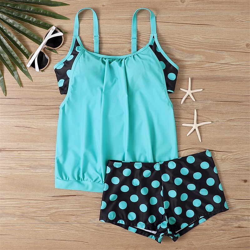 Femme Tankini Maillot De Bain Deux Pièces Bretelles Croisées Maillots de Bain Tache Maillots de Bain Noir Rouge Respirable Séchage rapide Poids Léger Sans Manches - Natation Surf Plage Eté Printemps de 2025 ? $26.99 –P9