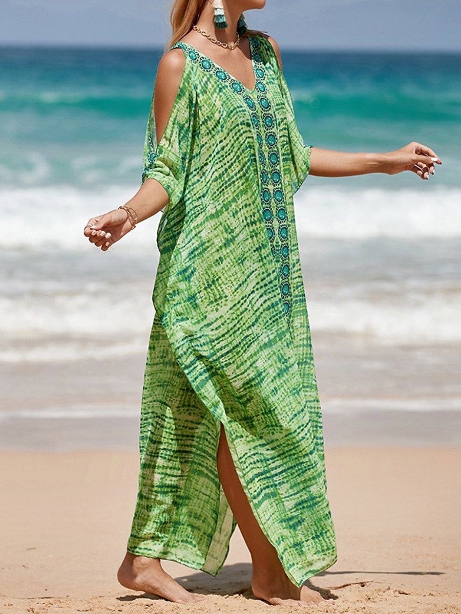 Damen Badeanzug Zudecken Schwimm-Kleid Bademode Patchwork Urlaub Strandbekleidung Blumen Graphic V Ausschnitt Kurze Ärmel Badeanzüge 2025 - $29.99 –P2