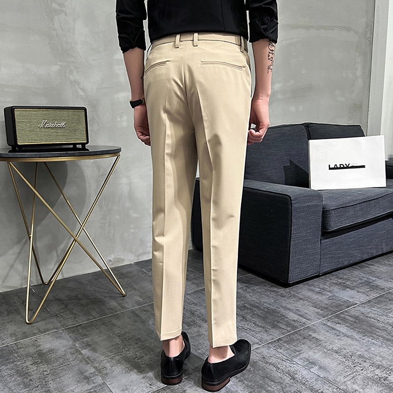 Pánské Oblekové Kalhoty Kalhoty chinos Knoflíky Kapsy Pevná barva Pohodlné Po kotníky Formální Párty Práce Módní Klasický styl Černá Khaki Lehce elastické 2025 - $26.99 –P14