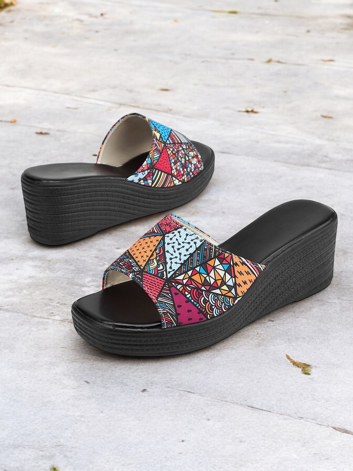 színes, felbújós női ékszandál etnikai mintával – kényelmes platform dizájn nyári, tengerparti és hétköznapi viselethez 2026 - $24.99 –P2