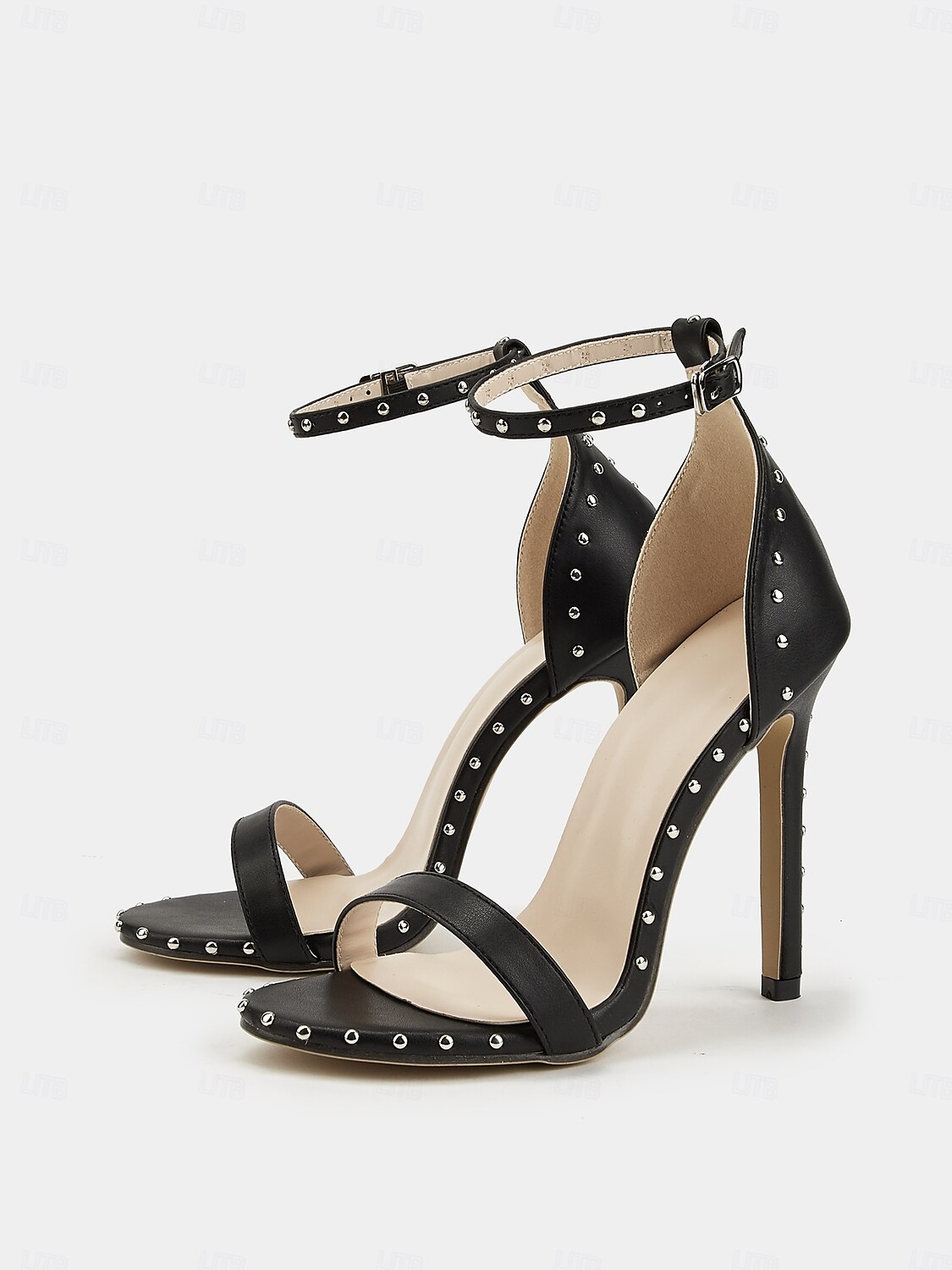 sandali neri con borchie argentate - eleganti tacchi alti da donna per eventi formali e cene del 2025 a $32.99 –P2