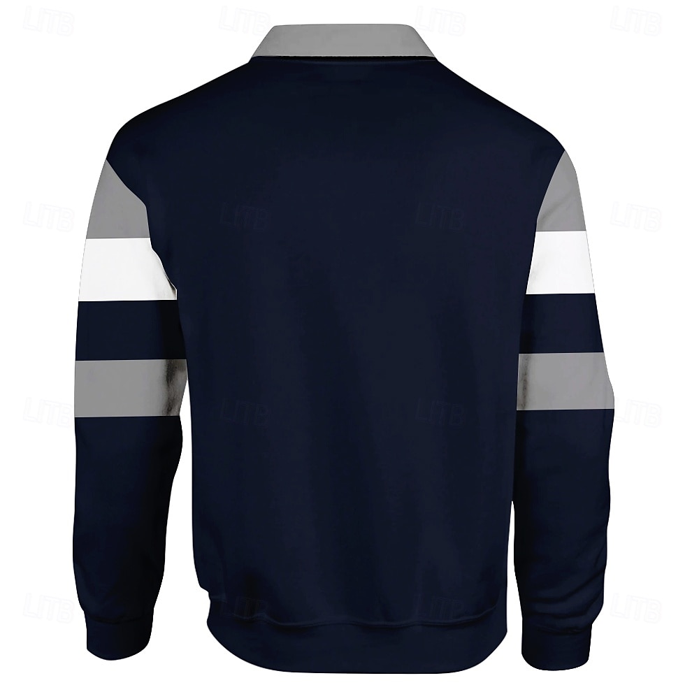 Homens Riscas Pólo Rúgbi Polo de malha trançada Manga Longa Camisas polo Camisas de colarinho Casual Ao ar livre Roupa Esportiva Impressão 3D Primavera Outono Inverno Vermelho Azul Marron de 2025 por $28.99 –P2