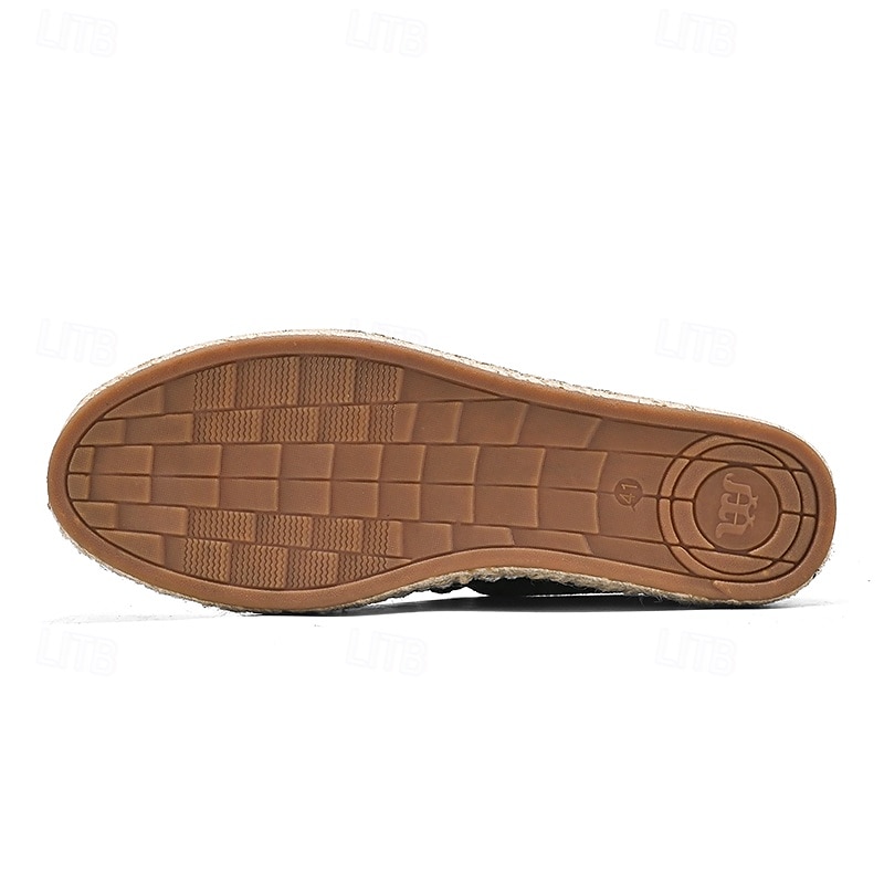 beige espadrille loafers for menn med taudetaljer – uformelle slip-on sko for sommer- og strandutflukter 2025 - $36.99 -P7