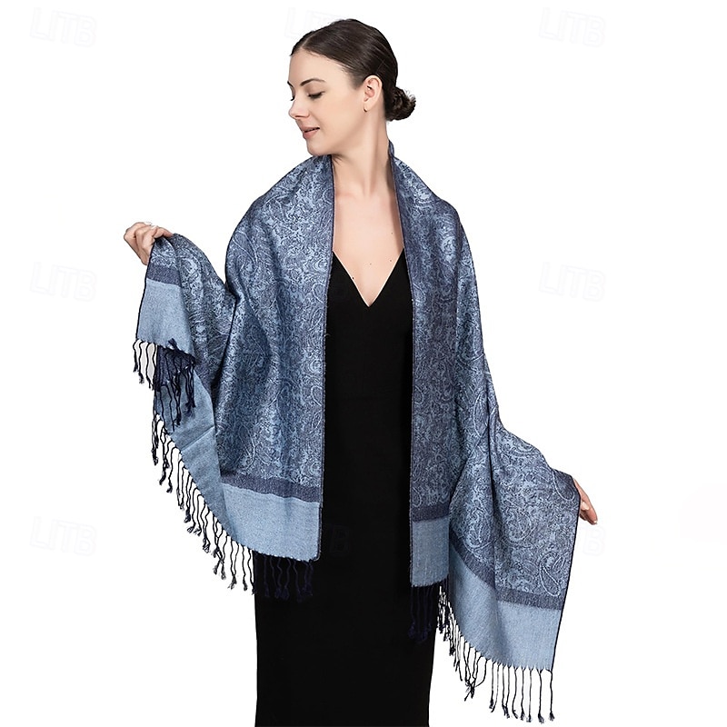 Écharpe châle pashmina en cachemire soyeux Vimate - Écharpe pashmina jacquard double face douce pour femme pour robe de soirée châle de voyage de 2025 ? $26.99 –P16