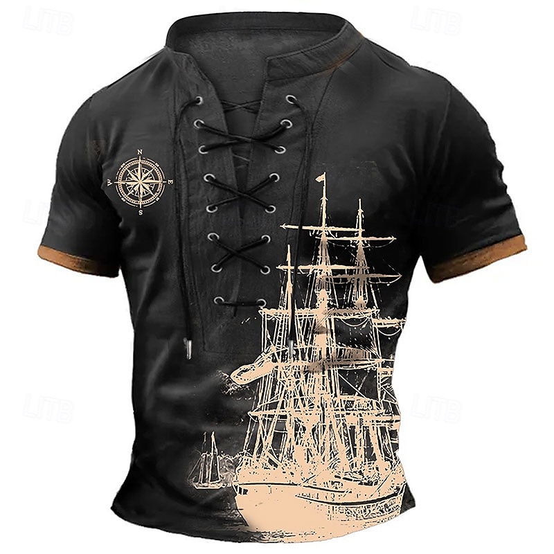 Per uomo Grafico Nave Bussola Maglietta maglietta Stampa 3D Girocollo Camicia Moda Athleisure Stile da Strada Streetwear Quotidiano Nero Marrone Estate Primavera Abbigliamento S M L XL XXL XXXL del 2025 a $21.99 –P4