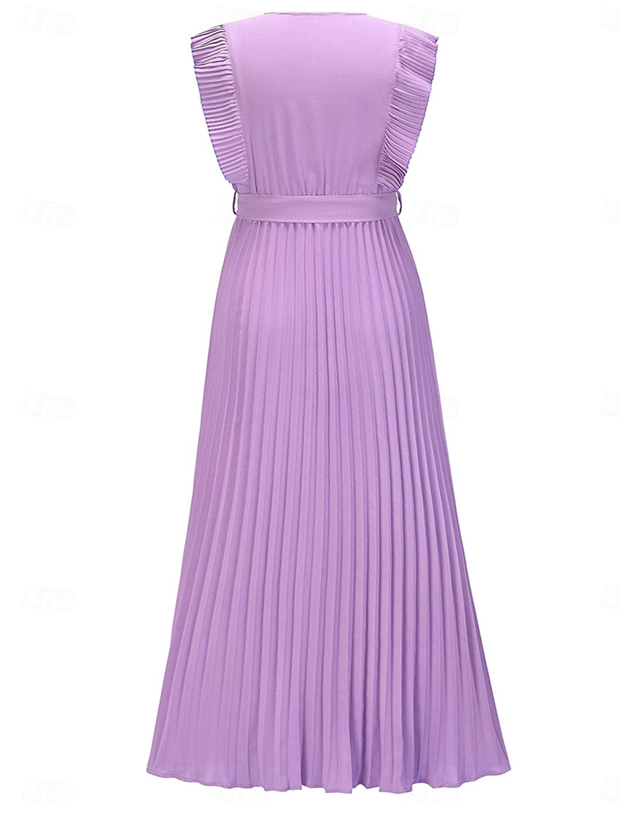 Women's Maxi Dress Cocktail Dress Wedding Guest Dress Chiffon Dress Stylish Basic Casual Daily Vacation Regular Fit Plain Sleeveless V Neck White Purple Summer 2026 - zł132.99 –P5