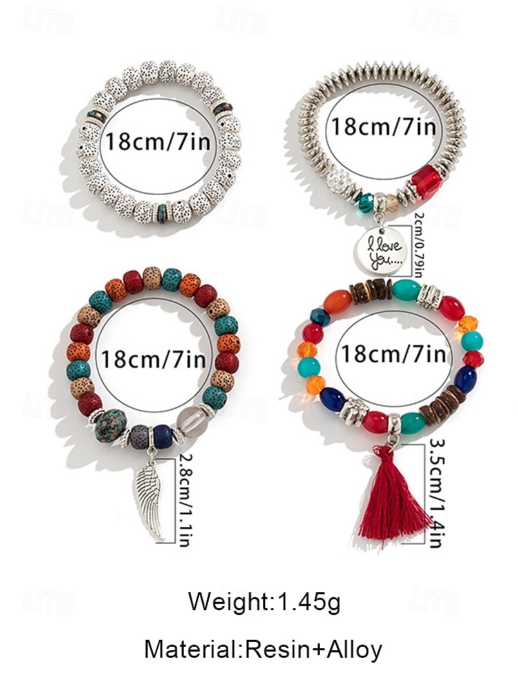 Women's Bohemian Multilayer Beaded Bracelet Set – Colorful Charm Bracelets with Tassel and Wing Pendant for Casual and Beach Wear 2025 - $7.99 –P5