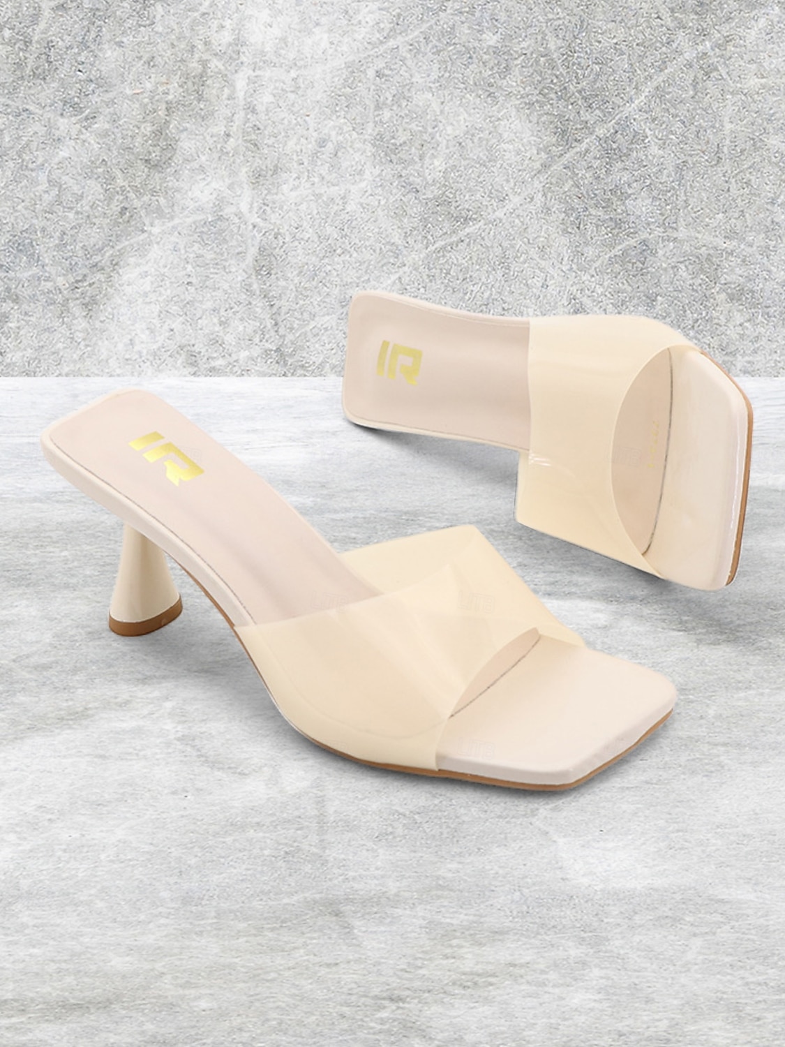 sandali da donna con tacco a spillo trasparenti marroni con punta quadrata – muli moderni ed eleganti per feste, abbigliamento casual e uscite estive del 2025 a $34.99 –P5