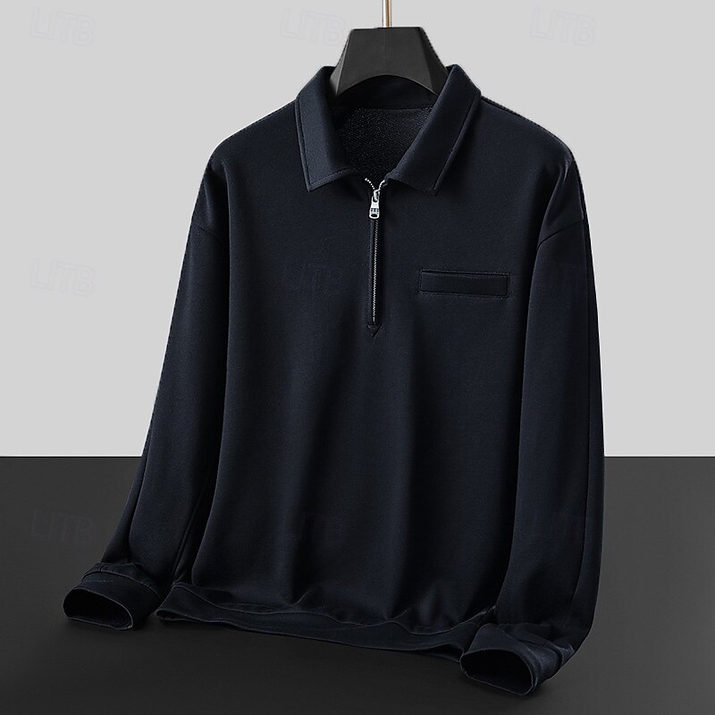 Męskie Bluza dresowa Bluza z zamkiem błyskawicznym Czarny Biały Ciemnoszary Kołnierz polo Równina Zamek Kieszeń Sport i turystyka Codzienny Sport Designerskie Odzież sportowa Podstawowy Wiosna Jesień 2025 - $31.99 –P8