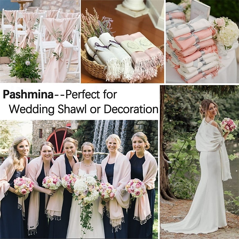 2026年 柔らかくシルクのようなパシュミナのショールは、結婚式のイブニングドレスにぴったりの無地のスカーフです。  コレクション – $16.49 –P7