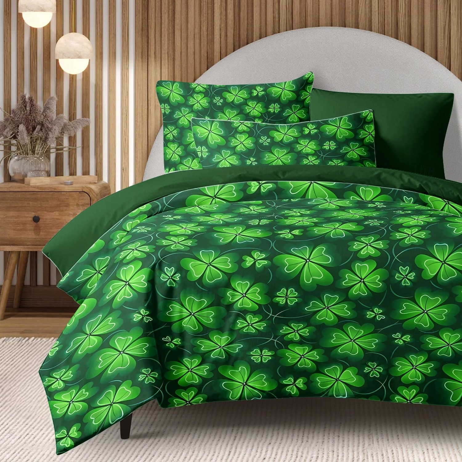 st. patrick's day dynetrekk i 100 % bomull - feir høytiden med komfortabelt og slitesterkt sengetøy med festlige grønne mønstre 2025 - $60.99 –P1