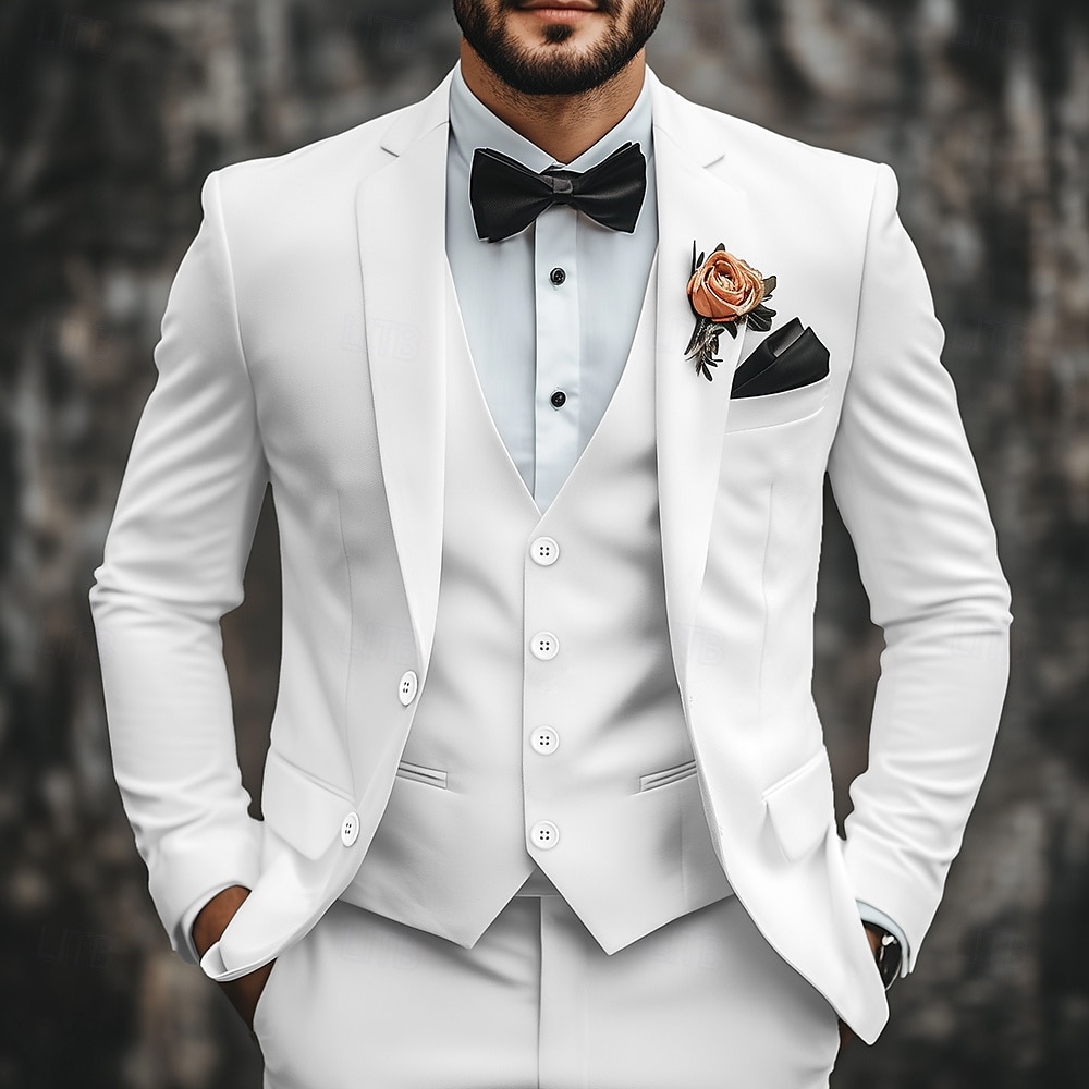 Costumes de mariage pour hommes mode formelle d'été couleur unie coupe standard 3 pièces à deux boutons de 2025 ? $122.99 –P1