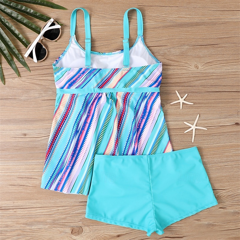 Dam Tankini Tvådelad baddräkt Badkläder Blommig Badkläder Svart Blå Andningsfunktion Snabb tork Lättvikt Ärmlös - Simmning Surfing Strand Sommar Vår Plusstorlekar 2026 - $26.99 –P10