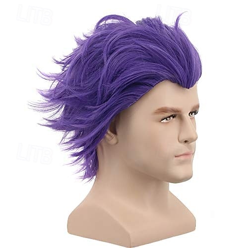 Short Purple Wig Men Party Wig Anime Cosplay Costume Wig Heat Resistant Synthetic Fibers Wig Soft Durable Breathable Wig 2025 - $20.99 –P3