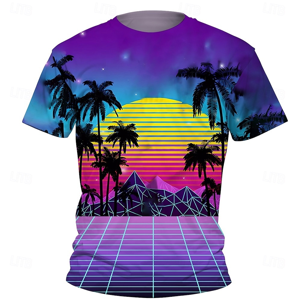 Pojkar 3D Grafisk Kokosnötsträd T-shirt Kortärmad Sommar Vår Mode Grundläggande Barn 4-12 år Rund hals Utomhus Ledigt Dagligen Normal 2025 - $11.99 –P5