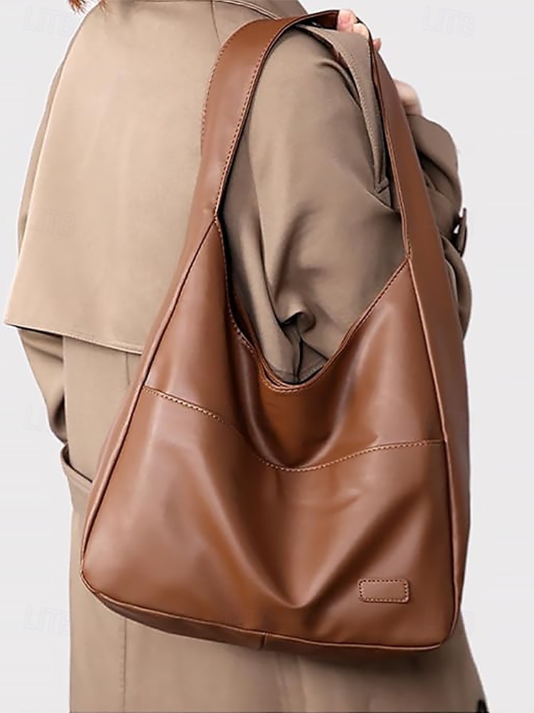 Women's Faux Leather Hobo Shoulder Bag – Minimalist Casual Design for Daily Use and Work Color Black White Brown 2025 - $19.99 –P2