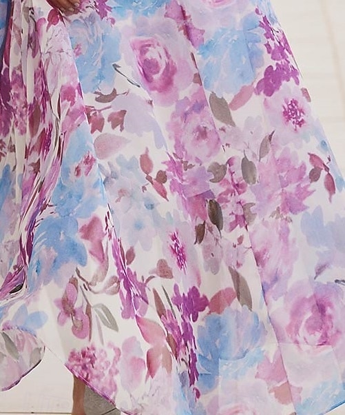 Blumenkleid Mutter der Braut Kleid Elegant Vintage V-Ausschnitt Asymmetrisch Chiffon 3/4-Länge Ärmel mit Spitzenapplikationen Blumen Renntagskleid Hochzeitsgast Kleid 2025 - $176.99 –P3
