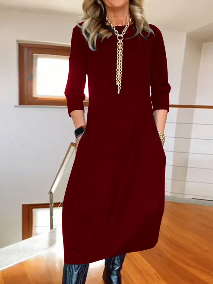 Pentru femei Rochie Maxi Rochii Tricou Stilat Casual Vacanță Zilnic Fit regulat Simplu Manșon Lung Stil Nautic Negru Alb Roșu-aprins Bleumarin Primăvară Toamnă 2025 - $31.99 –P3