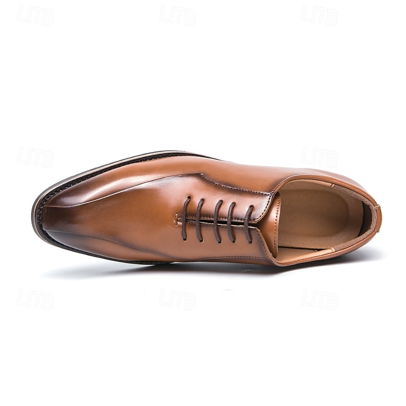 chaussures habillées à lacets en similicuir marron classiques pour hommes – chaussures formelles élégantes pour les affaires et les occasions spéciales de 2025 ? $46.99 –P6