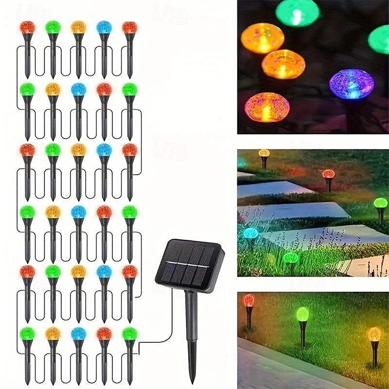 1 kpl aurinko vedenpitävä kupla pallo maadoituspistoke valonauha 30 led sädettä polku sisäpihan puutarha nurmikon koristelu tunnelma valonauha 2025 - $15.99 –P13
