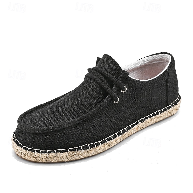 beige espadrille loafers for menn med taudetaljer – uformelle slip-on sko for sommer- og strandutflukter 2025 - $36.99 -P5