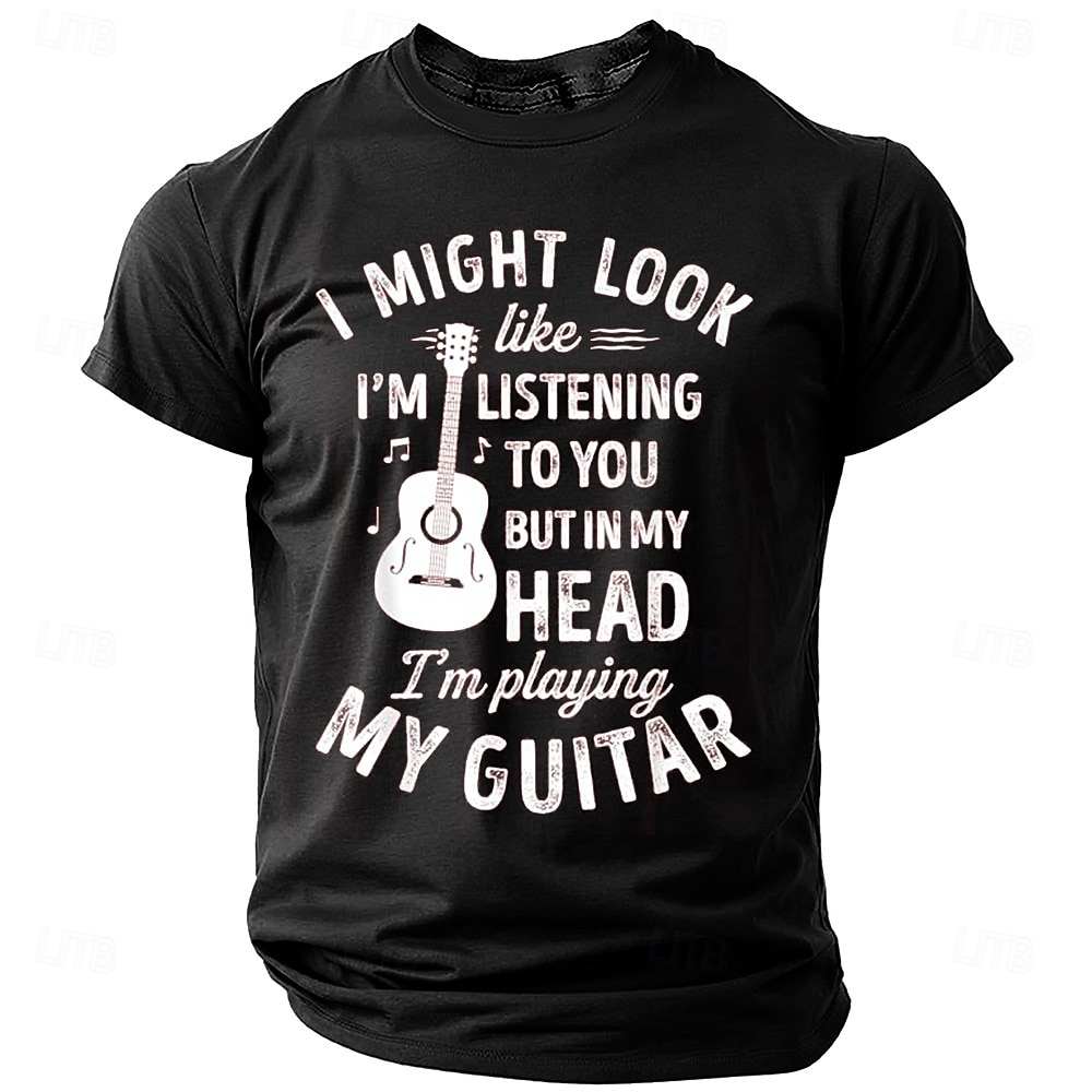 musikk festival Herre Morsom Gitar T skjorte Kortermet T skjorte 3D-utskrift Crew-hals Skjorte Mote Daglig Gate Daglig Svart Blå Oransje Sommer Vår Klær S M L XL XXL XXXL 2025 - $17.99 –P4