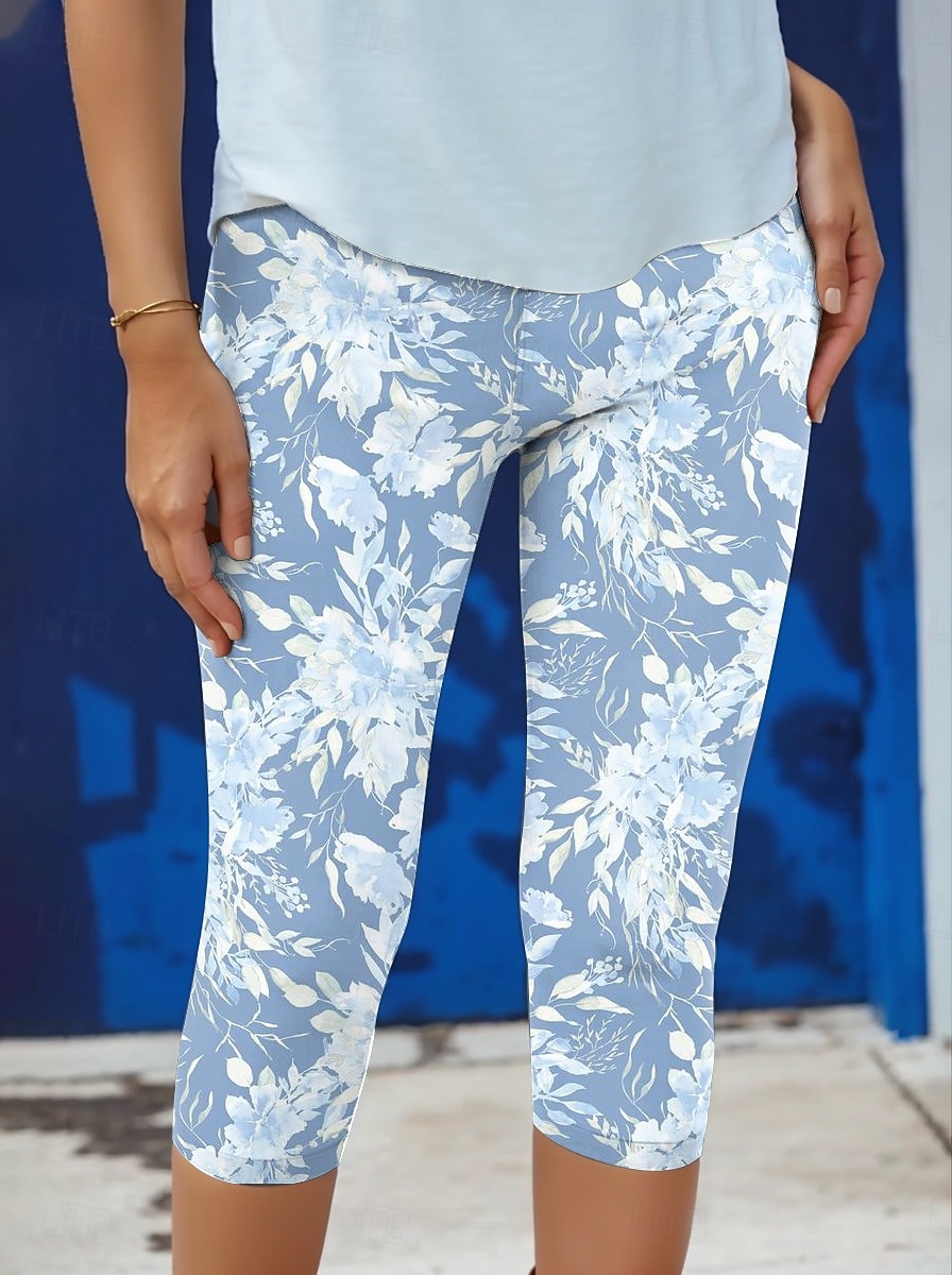 Kvinno leggings capribyxor 3D-print hög elasticitet mode streetwear hel längd hög midja blommönster termisk varm andningsbar mjuk utomhus daglig rosa blå lila grön höst vinter regular fit 2025 - $18.99 –P2