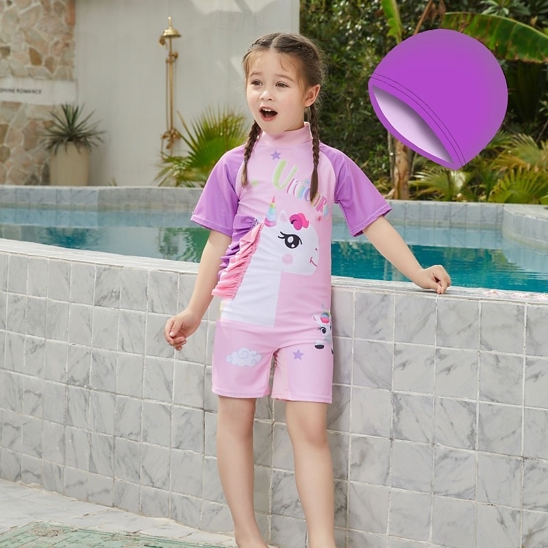 Kids Girls' Swimsuit Outdoor Party Unicorn Vacation Fashion Bathing Suits 4 years+ Summer Multicolor White 2026 - $13.49 –P2