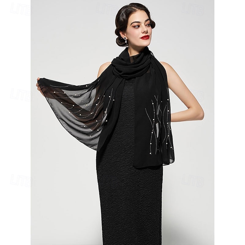 yessa scialli e mantelle con strass da donna per abiti da sera, scialli e mantelle in chiffon con paillettes per matrimoni, scialle e sciarpa formali del 2025 a $24.99 –P8