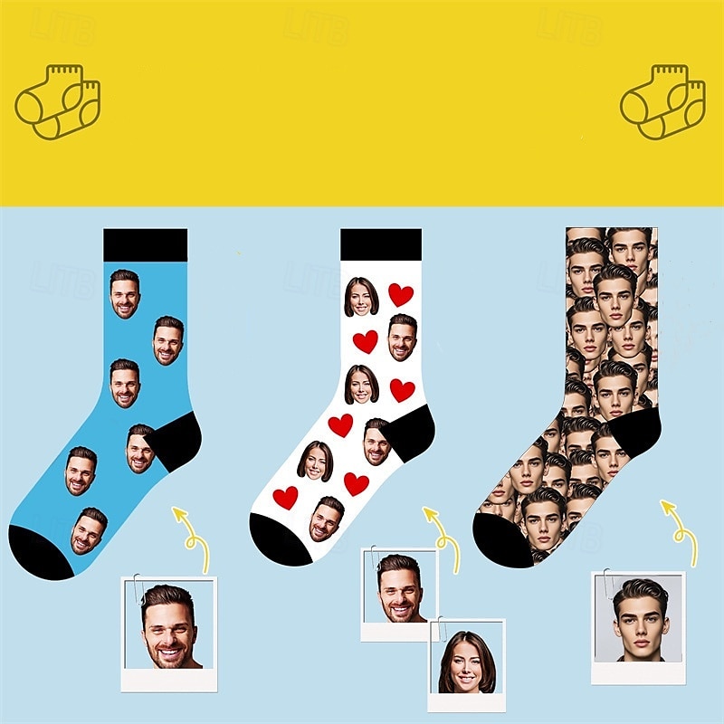 chaussettes à visage personnalisé meilleur cadeau pour papa chaussettes de travail photo pour couple mariage anniversaire Noël amoureux des animaux famille anniversaire de 2025 ? $15.49 –P2