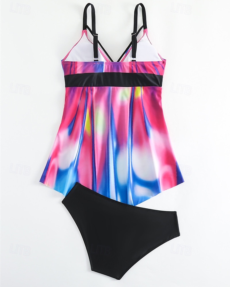 Dames Tankini Tweedelig zwempak V-hals Zwemkleding Zwemkleding Zwart / Wit Wit Ademend Sneldrogend Lichtgewicht Mouwloos - Zwemmen Surfen Strand Zomer Lente Grote maten 2025 - $25.99 –P3