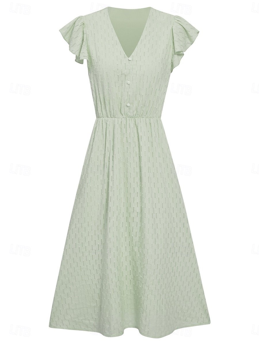 Per donna Vestito longuette Vestito bianco Abito casual Abito linea A Moda Essenziale Informale Da mare Giornaliero Standard Liscio Senza maniche A V Bianco Verde Estate Primavera del 2025 a $42.99 –P11