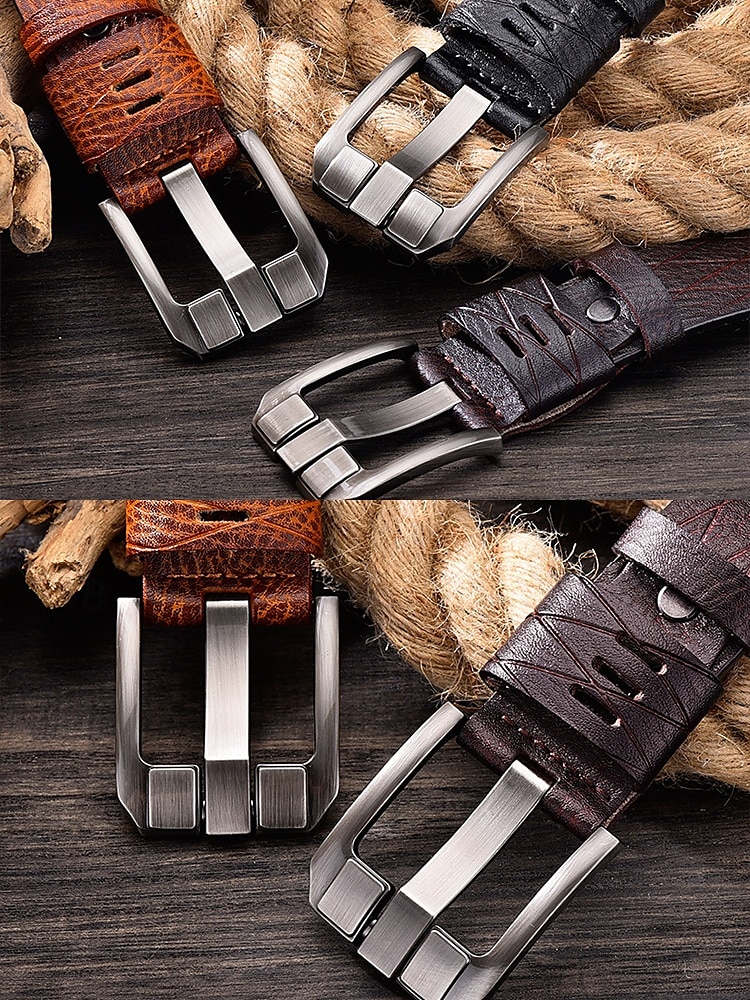 Herrengürtel aus echtem Leder mit robuster Metallschnalle – klassischer Vintage-Stil für Freizeit und formelle Kleidung 2025 - $19.99 –P3