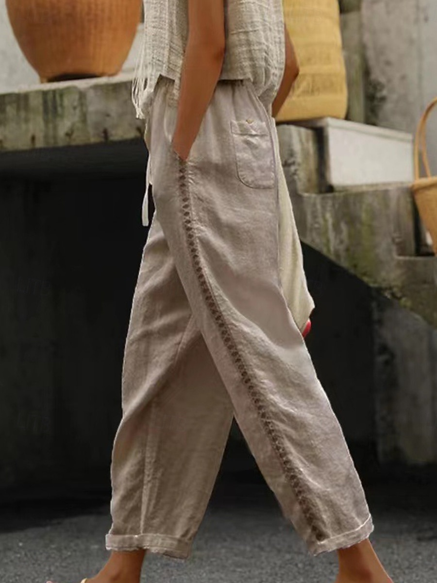 Dame Joggebukser kinesisk Mote Gatemote Ankel-lengde Høy Midje عادي Blonde Lomme Elastisk midje comfy Myk Bekvem Mikroelastisk utendørs Gate Svart Hvit Kakifarget Grå Sommer Normal 2025 - $24.99 –P3
