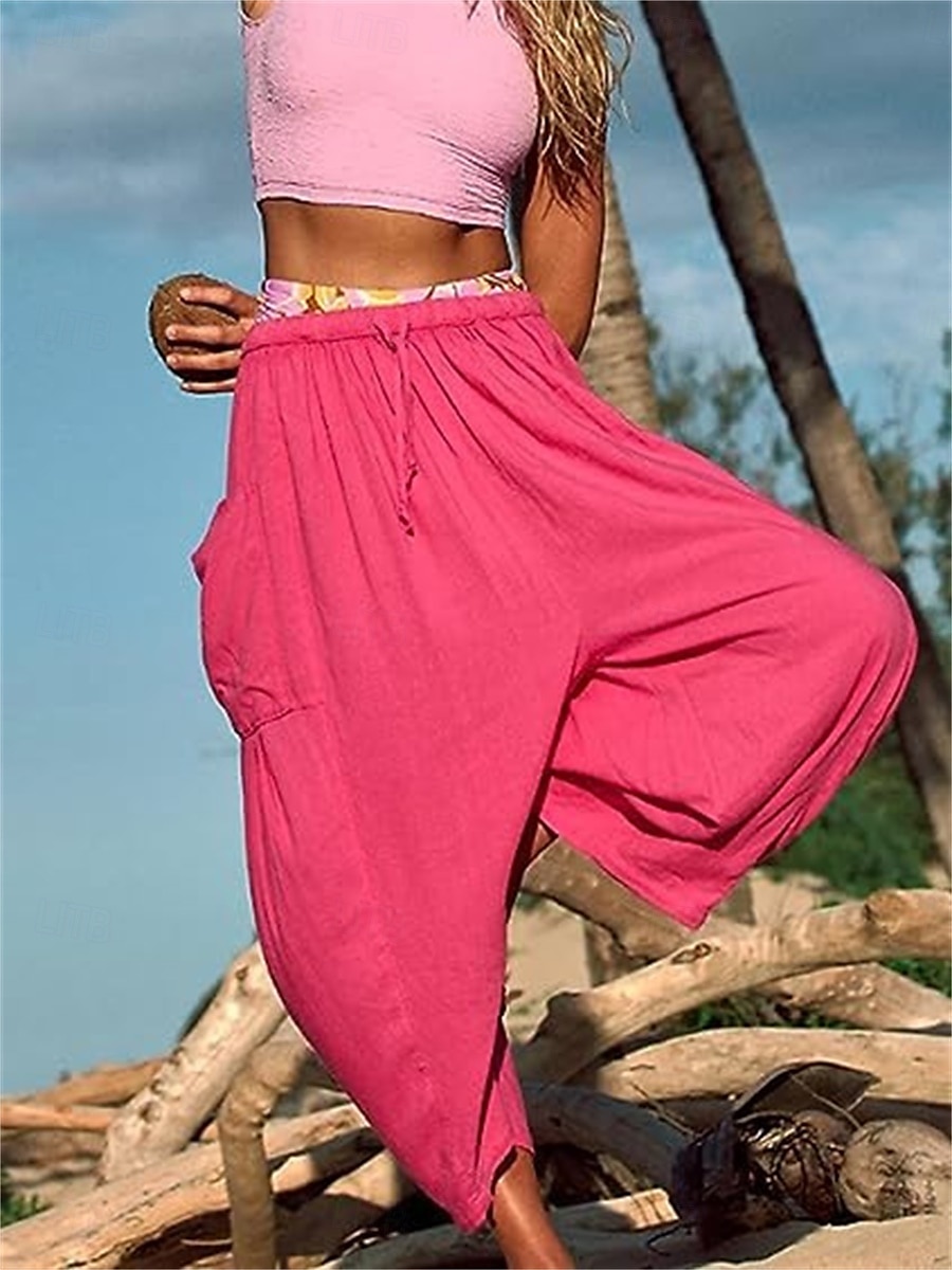 Damen Shorts aus Baumwollleinen Leinen-inspirierte Hosen Hose aus Baumwollleinen Mode Streetwear Knöchellang Mittlere Taillenlinie Einfach Tasche Elastischer Bund Bequem Weich Mikroelastisch Outdoor 2025 - $21.99 –P4