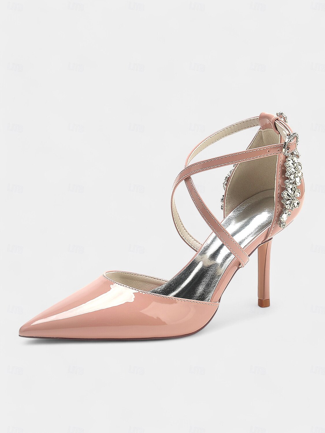 Glamorous Burgundy Wedding Heels for Women - Patent Leather Stilettos with Rhinestone Floral Embellishments, Perfect for Bridal and Formal Occasions 2025 - $59.99 –P2