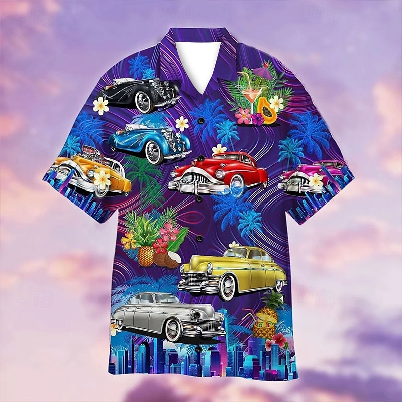 Per uomo Auto Camicia Camicia hawaiana Camicia Aloha Camicia Collo ripiegabile Di tendenza Originale Informale Esterno Strada Informale Giallo Rosso Viola S M L del 2025 a $24.99 –P3