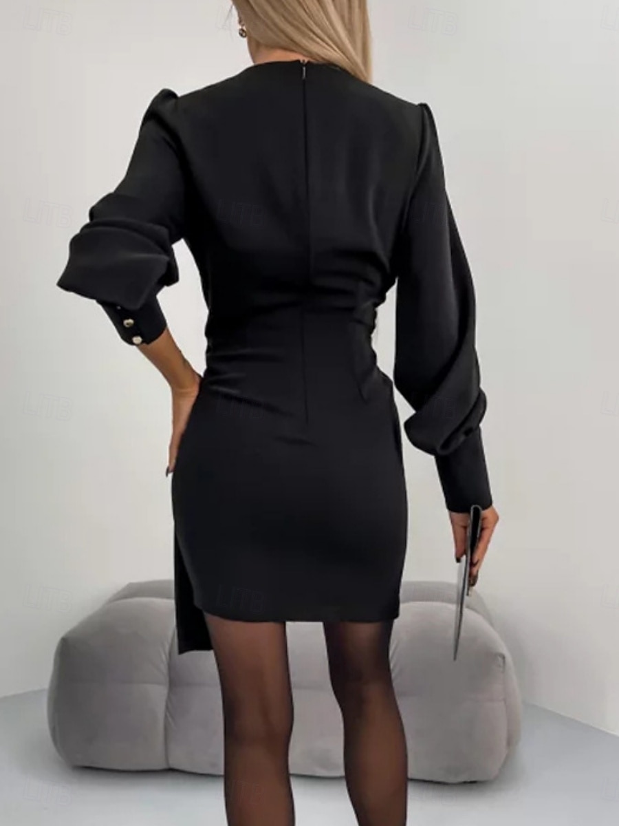 Damen Minikleid Casual kleid Bodycon Stilvoll Sexy Brautkleider schlicht Urlaub Arbeit Täglich Regular Fit Glatt 3/4 Ärmel V Ausschnitt Schwarz Purpur Sommer Frühling 2025 - $31.99 –P7