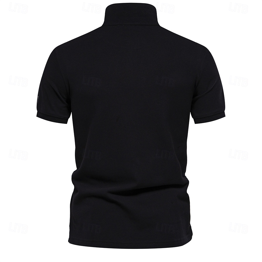 Bărbați Polo tricotat Polo de afaceri Oficial Muncă Răsfrânt Manșon scurt Geometric Nasturi Vară Negru Alb Albastru piscină Gri Polo tricotat 2026 - $26.99 –P8