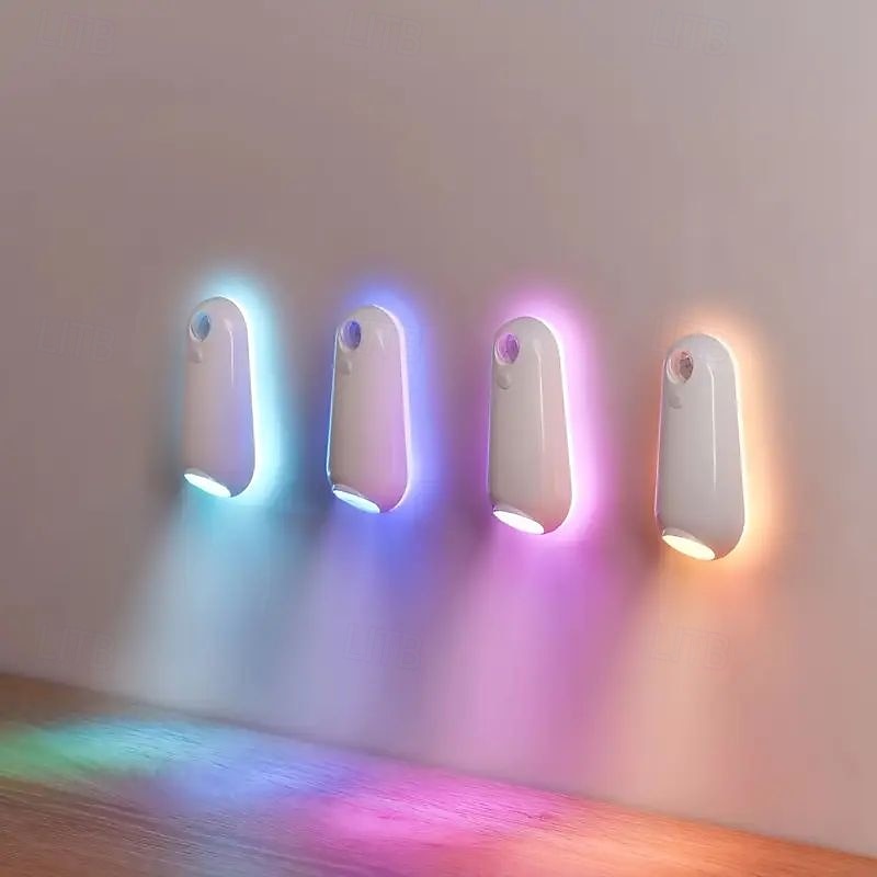 led smart bevegelsessensor nattlys 8 farger usb oppladbart toalettsetelys for hjemme soverom gang wc belysning dekorasjon 1/2 stk 2025 - $19.49 –P2