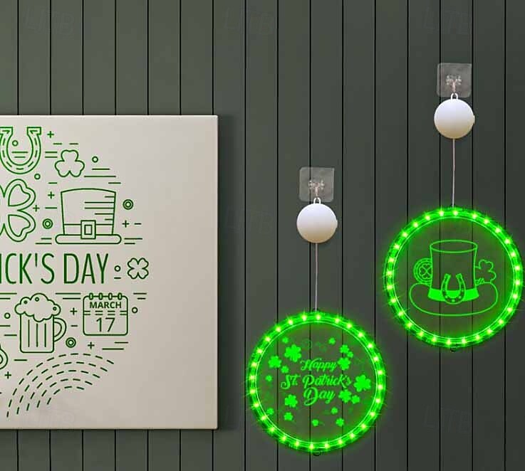 St. Patrick's Day Decorative Window Light - Battery Powered Suction Cup Hanging Light for Irish Festival Decoration 1pc 2025 - $19.49 –P13