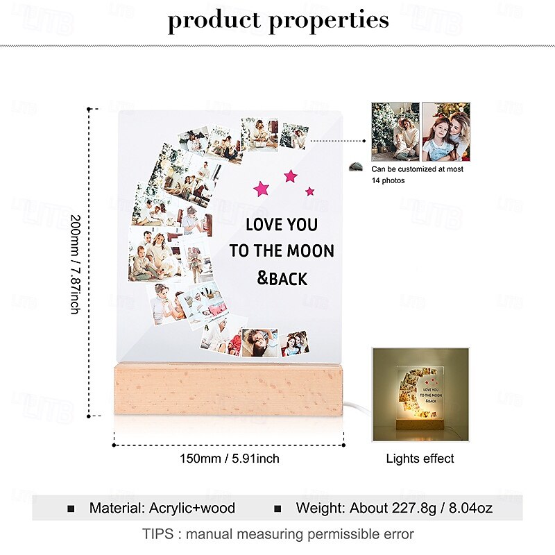 Personalized Acrylic Square Night Light with 9 Photos Light Up Photo Frame -  Customized  Gift for Lovers & Family 2025 - $40.99 –P1