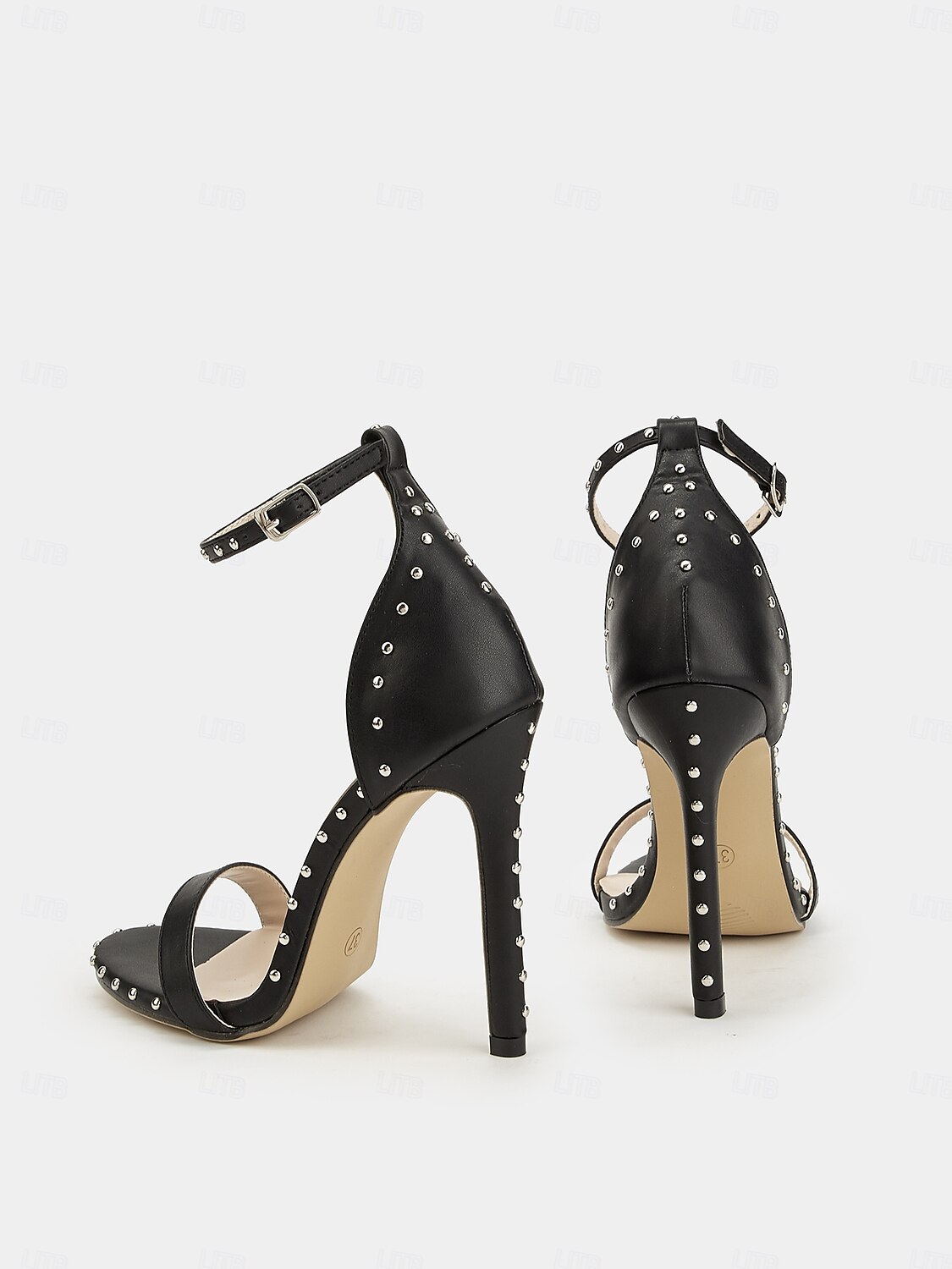 sandali neri con borchie argentate - eleganti tacchi alti da donna per eventi formali e cene del 2025 a $32.99 –P3