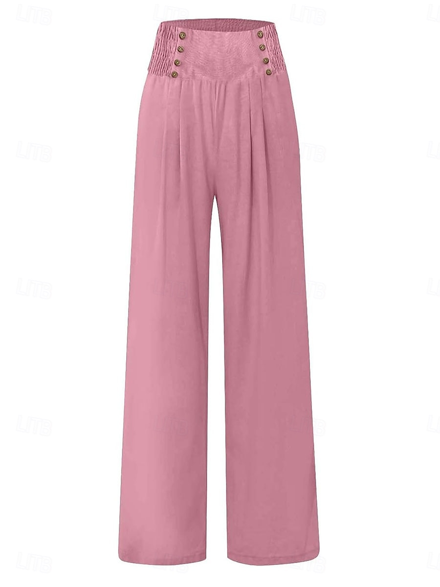 Mujer Pantalones cortos de lino y algodón Pantalones inspirados en el lino Pantalones de lino y algodón Moda Ropa de calle Longitud total Alta cintura Plano Bolsillo Cintura elástica Confortable 2025 - $21.99 –P7